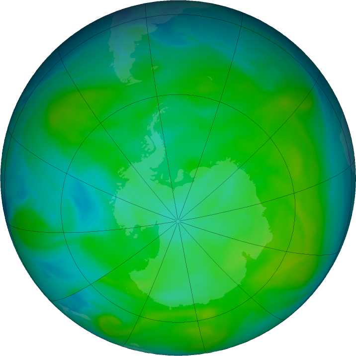 Antarctic ozone map for 18 December 2016